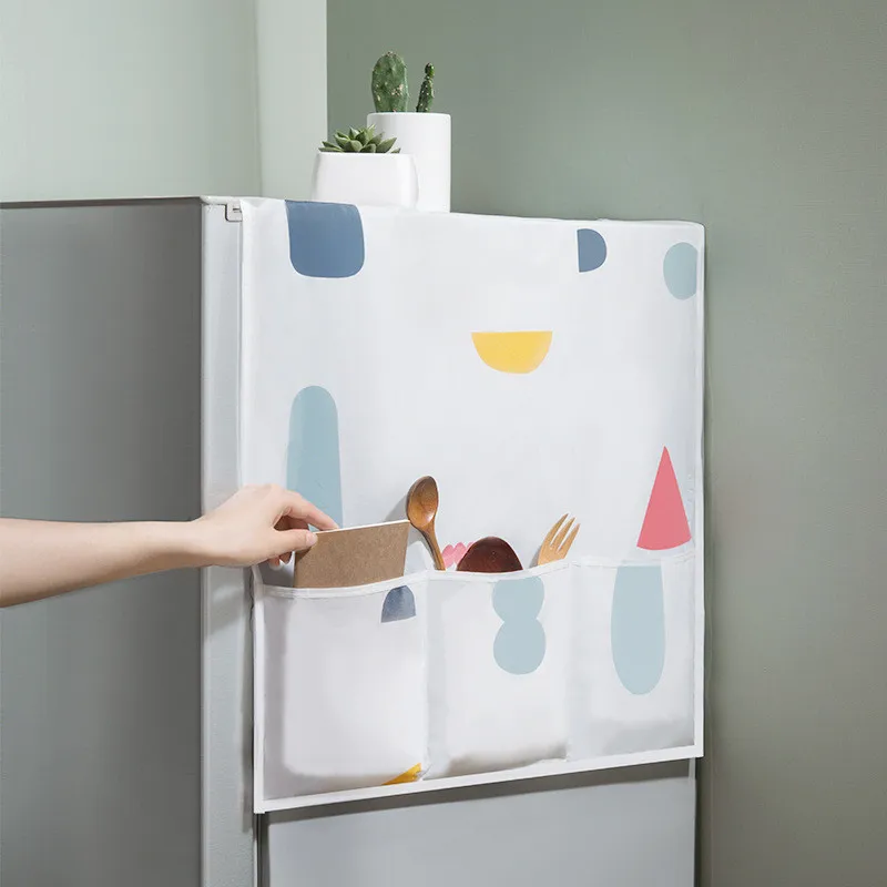 

Refrigerator Dust Cover Colorful Geometric Household Appliances Lid Cloth Hanging Bag Waterproof Microwave Oven Storage Overlay