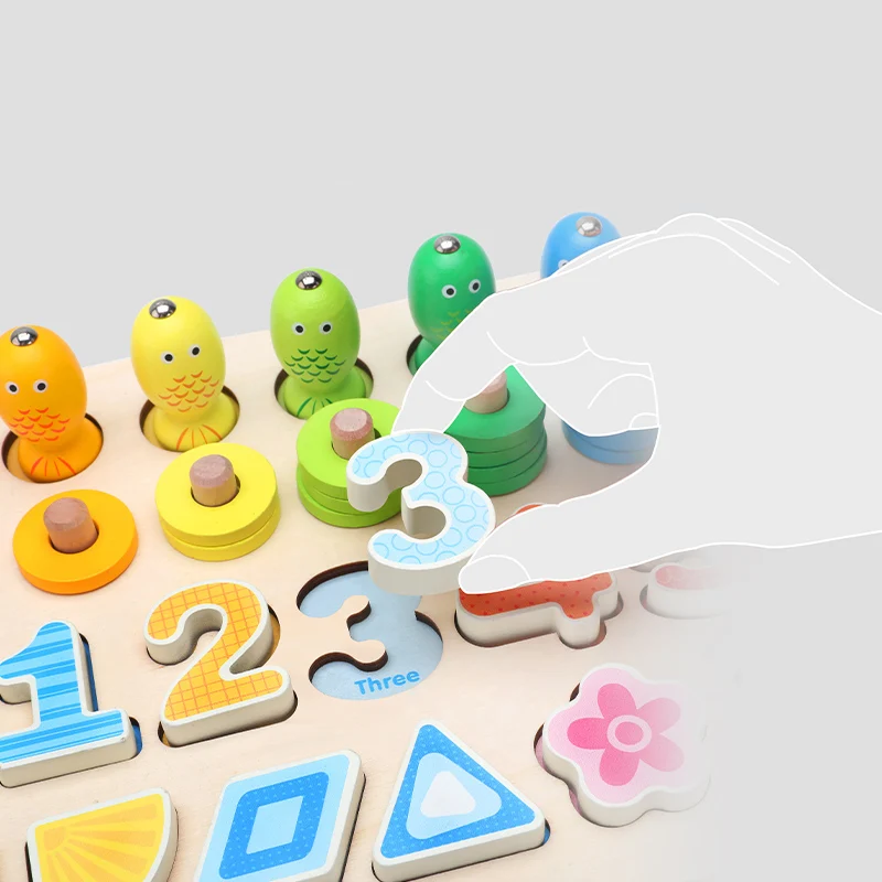 

Kids Toys Montessori Educational Wooden Toys Magnetic Fishing Game Count Shape Cognition Math Toys Educational Toys For Children