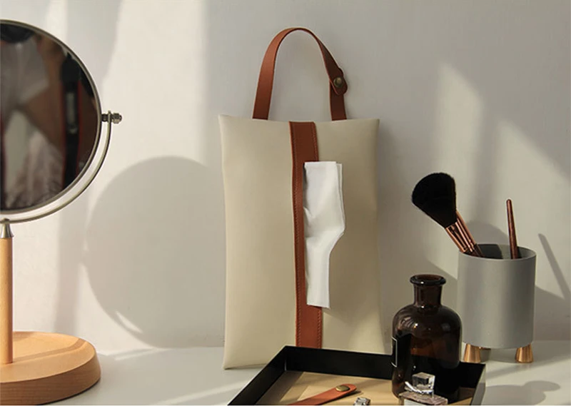 

Chic Hangable Tissue Case Box PU Leather Home Car Towel Napkin Papers Dispenser Holder Box Case Table Decoration