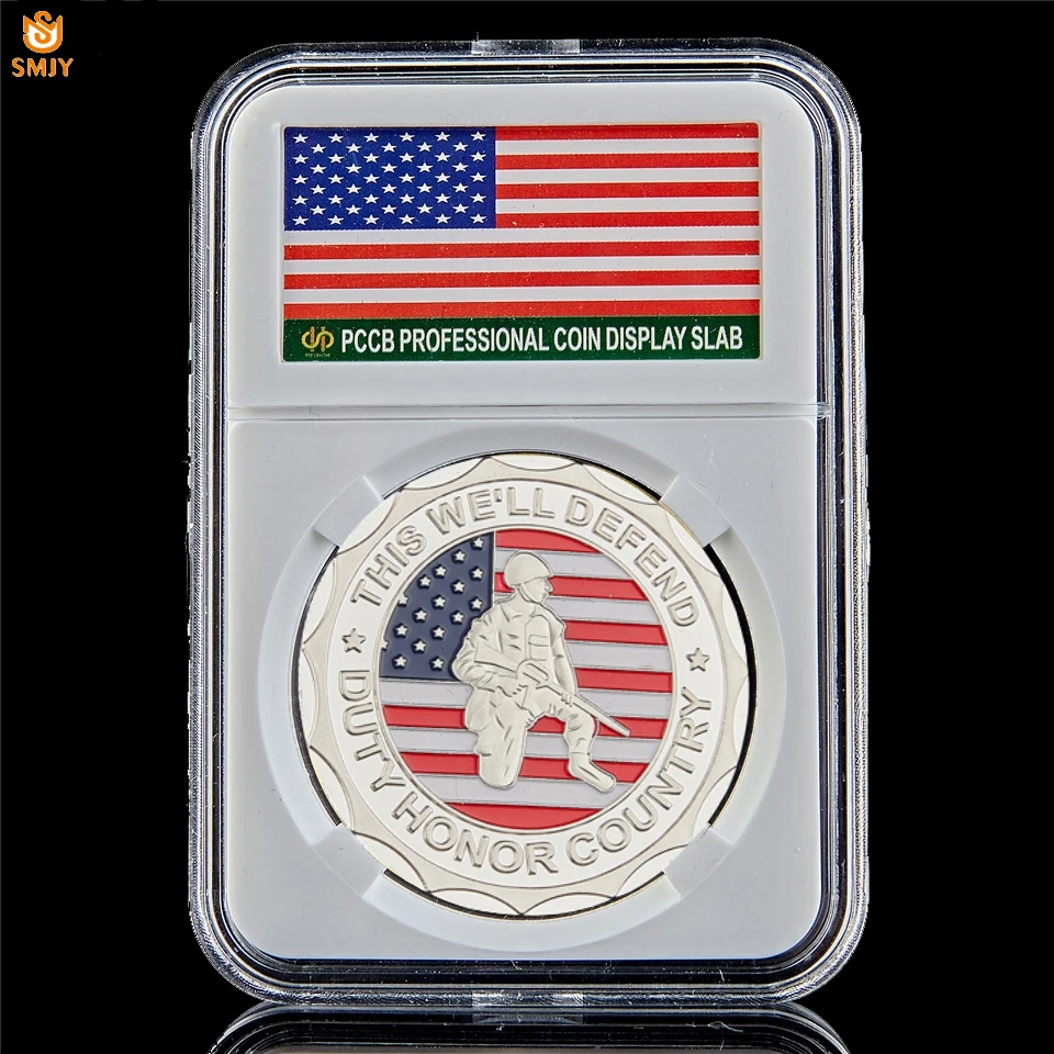 

USA Veterans Soldier Proudly Served Military War Challenge Token Commemorative Coin W/PCCB Box