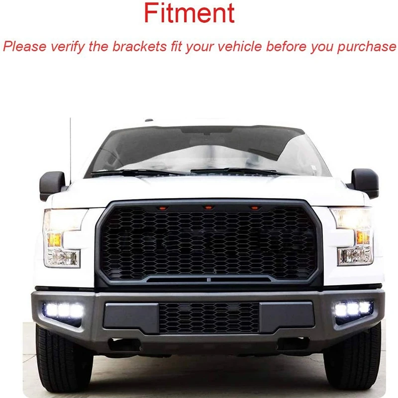 

DHBH-Front Bumper Fog Light Location Mounting Brackets Compatible with Triple Fog Lights Pod Fit for 2017-2019 Ford Raptor