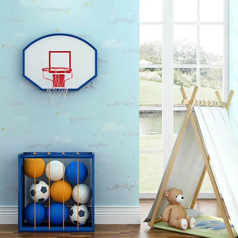 Рулон детских обоев для дома и музыки бумажные нетканые обои синего бежевого