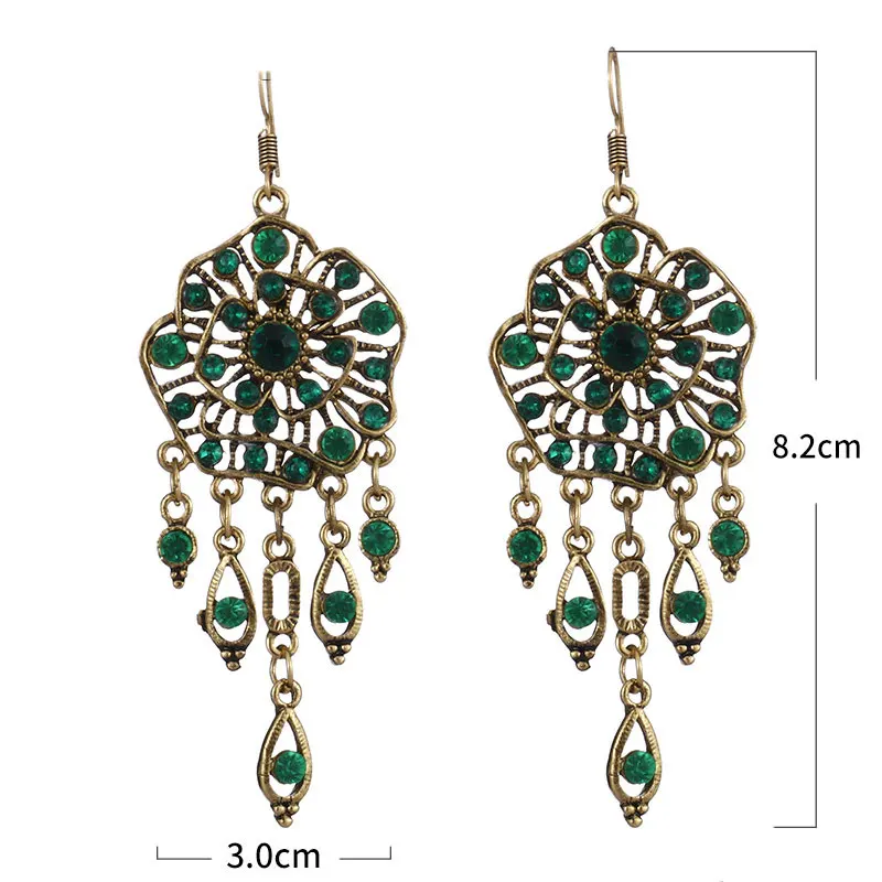 

Sweet Flower Shape Earrings Vintage Ethnic Retro Women Earrings Ladies Bohemian Style Fashion Tassel Ethnic Style Earrings