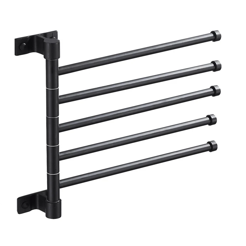 

Swivel Hand Towel Bar Bathroom Swing Hanger Towel Rack Holder Matte Black Finish, Wall Mounted, 5-Arm