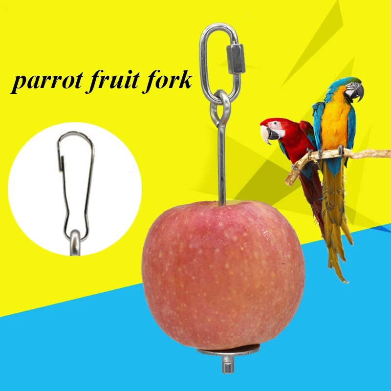 

Newest Pet Parrots Food Holder Support Stainless Steel Fruit Meat Spear Stick Skewer For Birds Feeding Vegetable Feeder