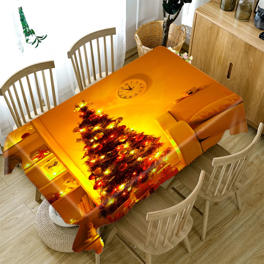 Утолщенная хлопковая Рождественская скатерть 3D светильник елочка