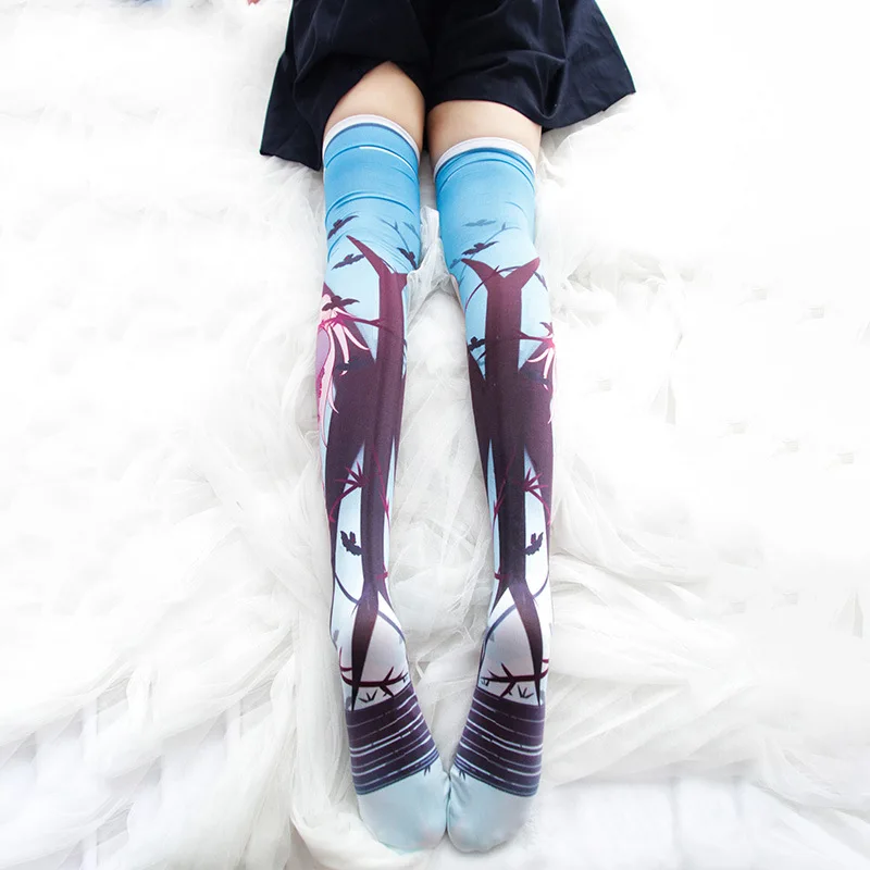 Japanese Lolita Anime Cosplay Lingerie Over Knee Socks for Young Women Girls Leg Warmers Cute Cartoon Thigh High Socks Stockings