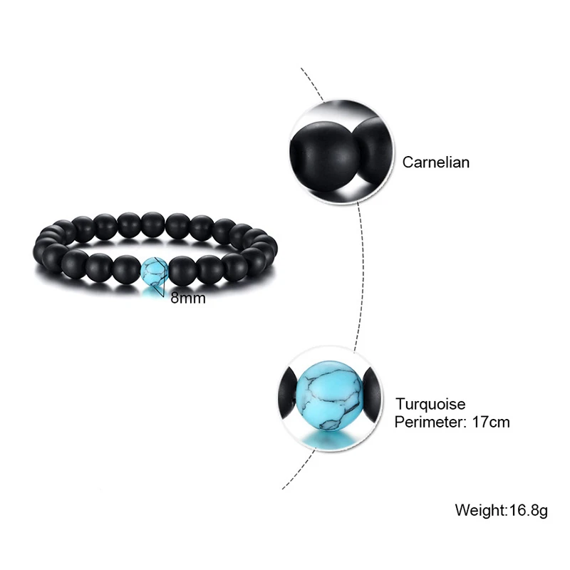 Браслет-цепочка с бусинами 8 мм для мужчин и женщин | Украшения аксессуары