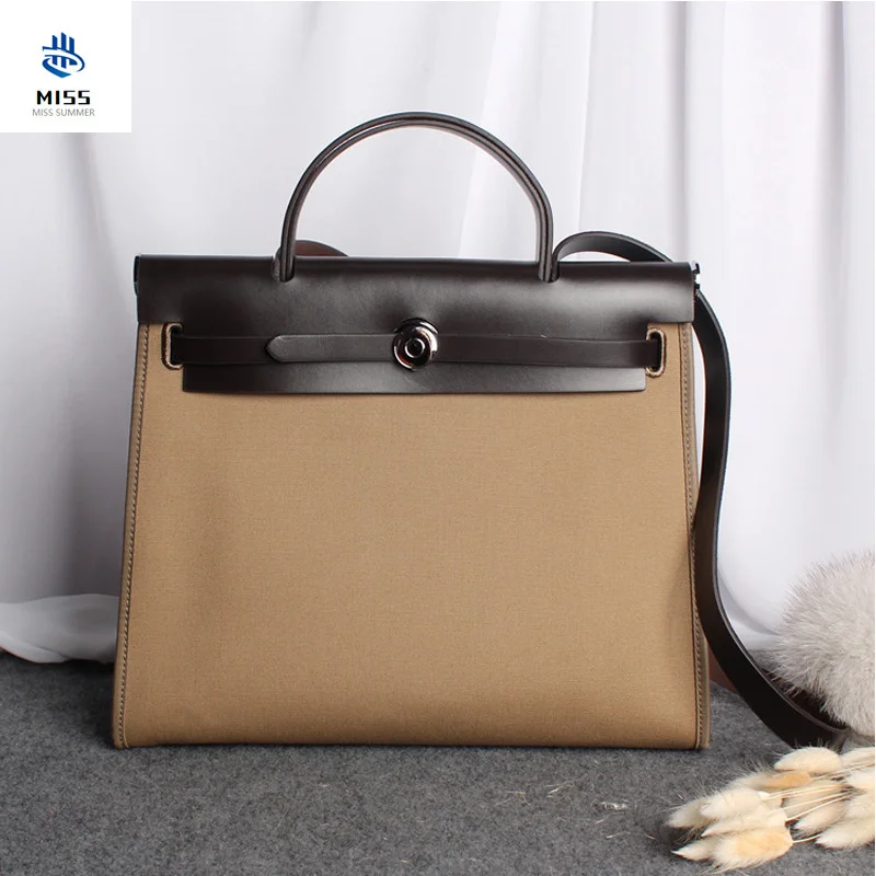 

2021 new Luxury design handbag Kely bag High quality canvas with cowhide women's bags Fashion shoulder diagonal package