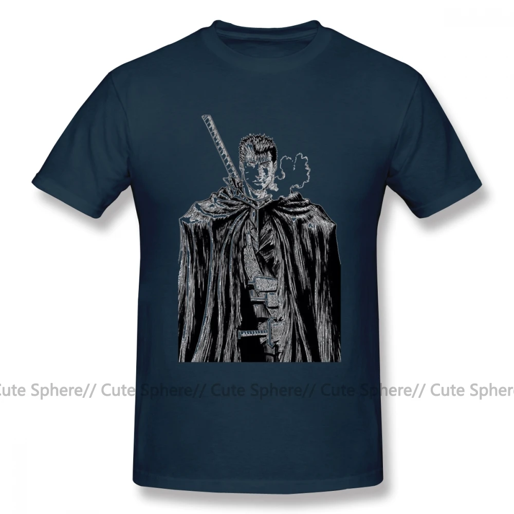 Футболка Guts Berserk Guts, Мужская футболка с принтом, 100 хлопок, короткий рукав, негабаритная Классическая забавная футболка - Цвет: Navy Blue