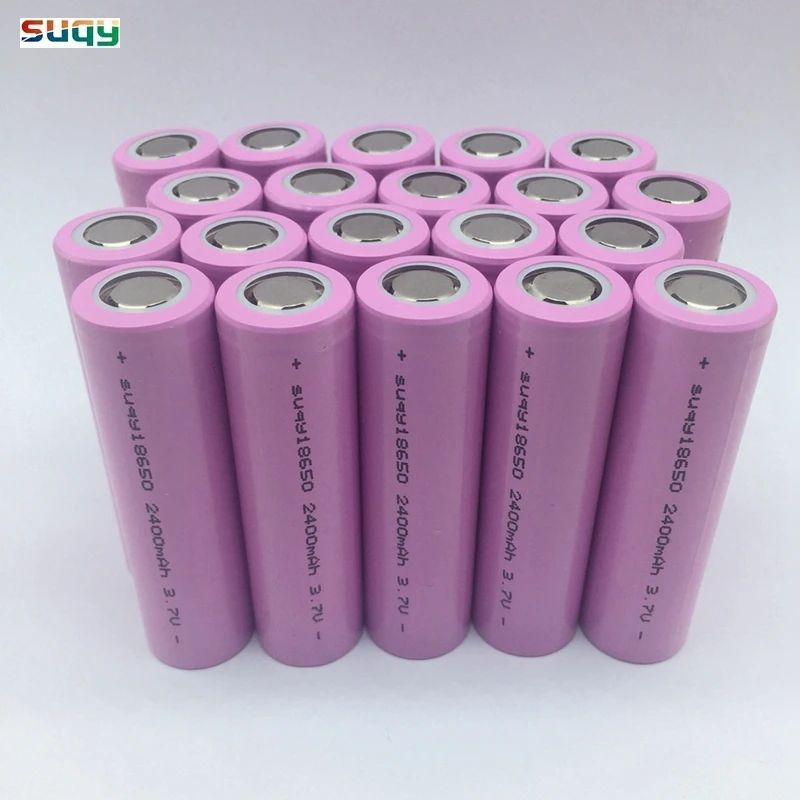 Suqy 20 шт./лот 100% Новый оригинальный аккумулятор 18650 3 7 в 2400 мАч inr18650 аккумуляторная батарея для внешнего