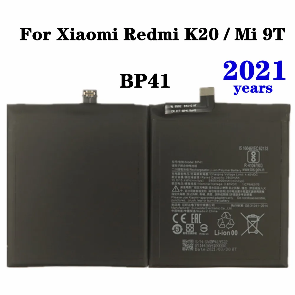 

2021 4000mAh BP41 Large Capacity Replacement Battery For Xiaomi Redmi K20 / Mi 9T Lithium Polymer CellPhone Battery