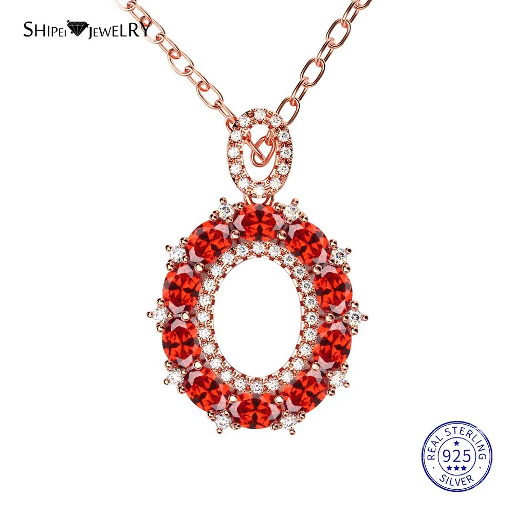 RoseGold-Red Shipei стерлингового серебра 925 пробы ювелирные изделия Желтое золото розовая, золотая, овальная Сапфировая подвеска ожерелье для женщин Подарок на годовщину - Цвет камня: RoseGold-Red