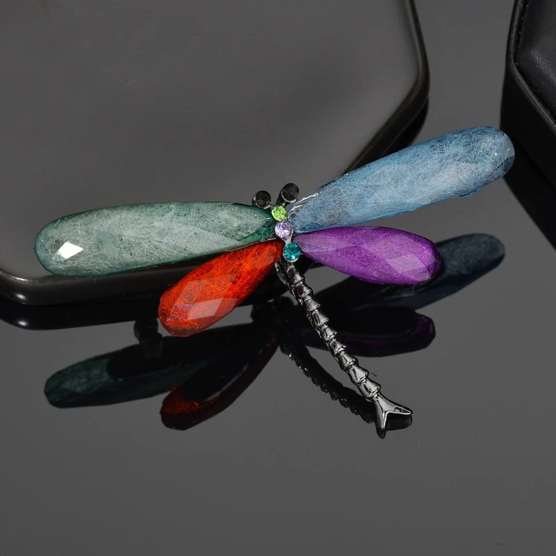Модные броши из смолы в виде стрекозы для женщин 2019 Винтажная брошь насекомого с
