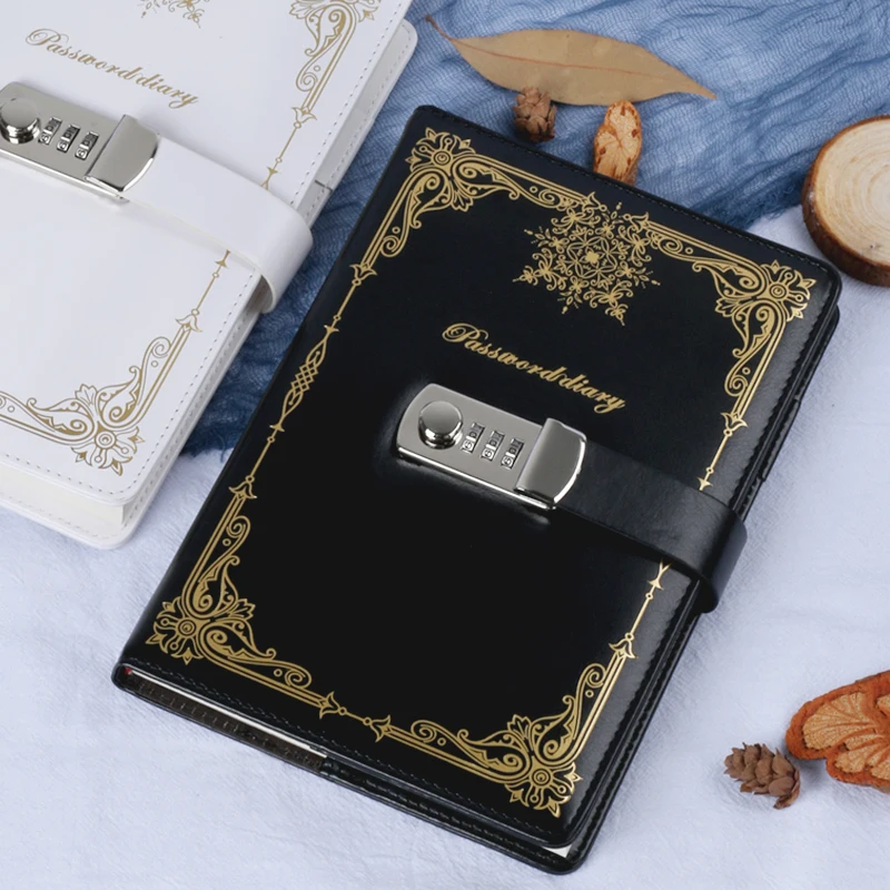 

Password Book Student Notebook Simple Thickened A5 Creative Retro Diary with Lock Hand Account Book with Password