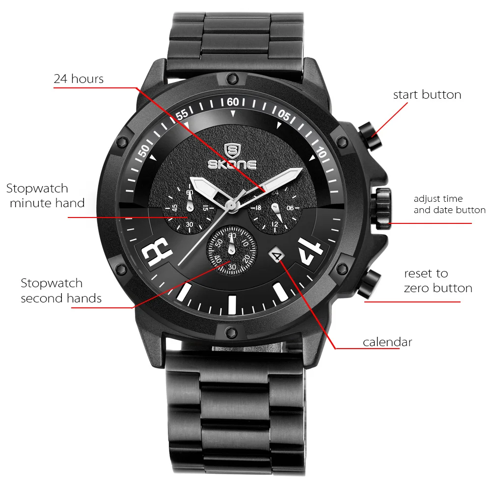 Часы наручные Skone Мужские кварцевые роскошные деловые брендовые