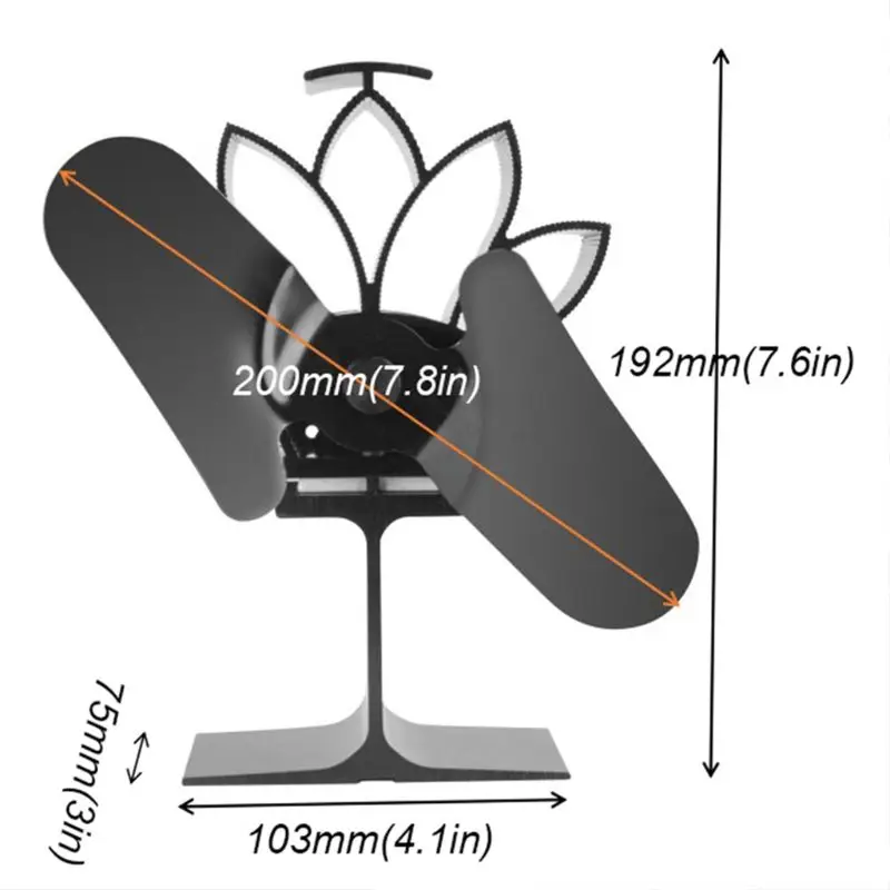 

1300RPM 2 Blades Heat Powered Fireplace Stove Fan Distribution Quiet Ecofan for Wood Log Burner Heater