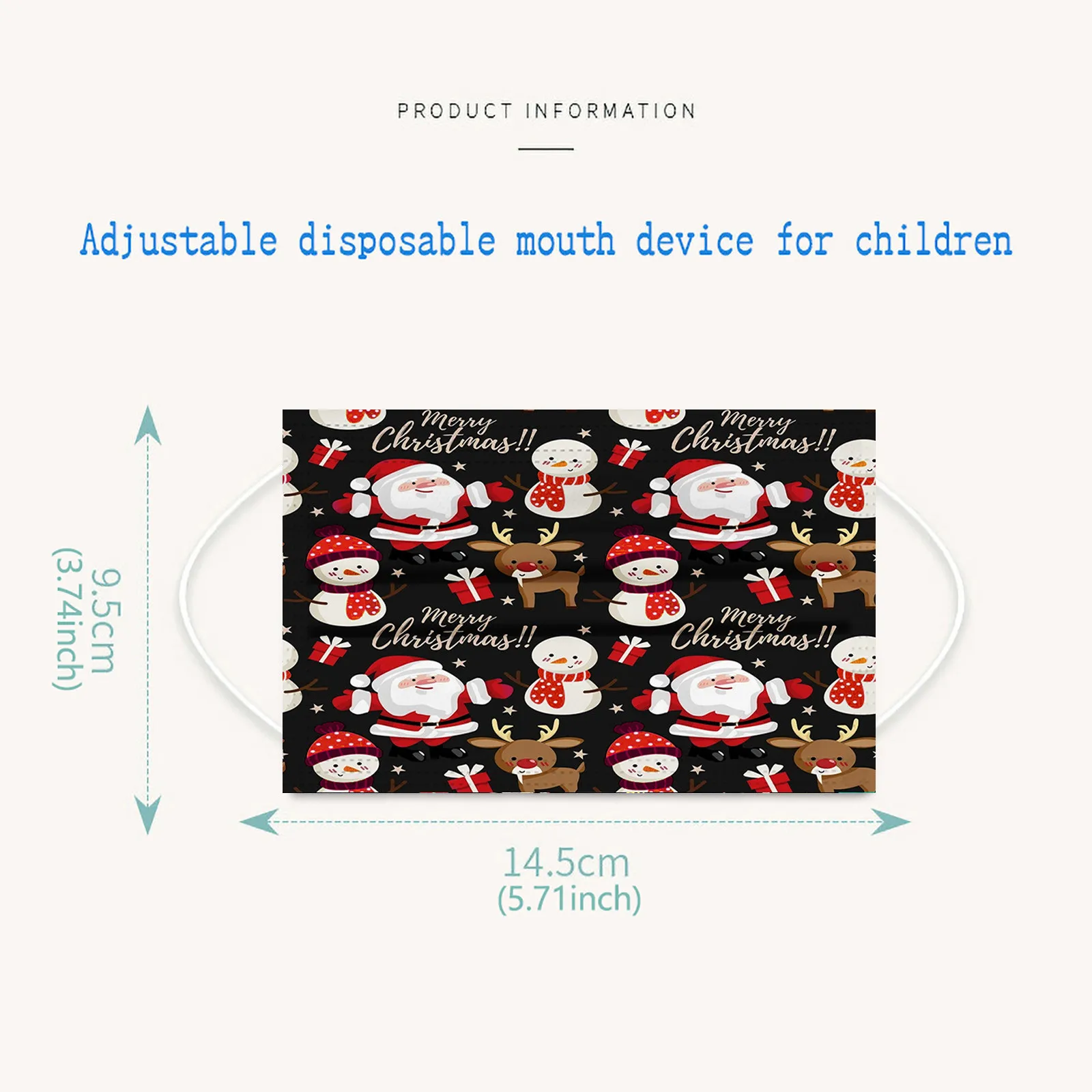 

100pcs Disposable Mask Christmas Print 3 Layer Filter Children's Protective Face Mask Elastic Breathable Mouth Mask Mondkapjes