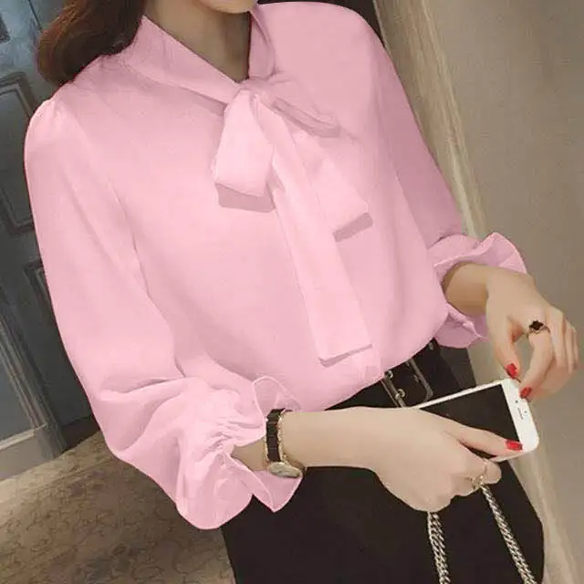 

New Chffion 2020 Casual Roupas Feminina Bow White Korean Blusas Mujer Brief Fashion Plus Size Women Clothing