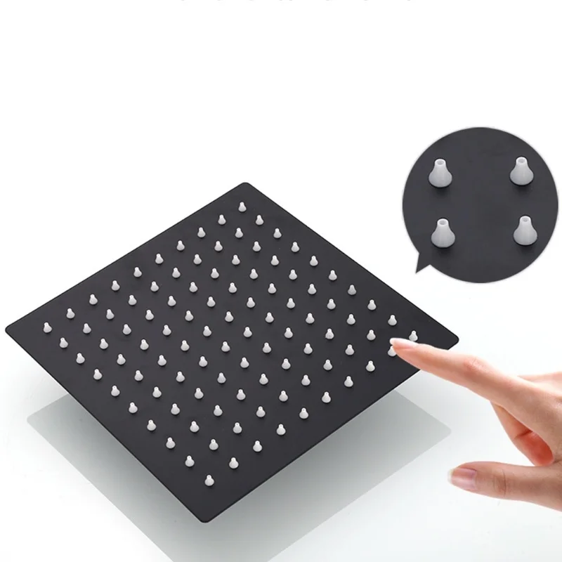 

8/10/12 Inch Black Stainless Steel 2mm Ultra-thin Rain Shower Head for Wall and Ceiling Square and Round Rain Shower Head