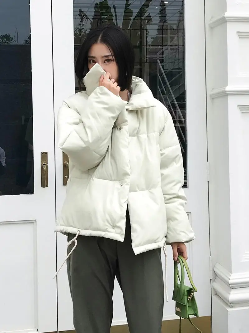 white metal button Осенне-зимняя куртка женская парка s Mujer модное пальто свободная куртка со стоячим воротником Женская парка Теплая Повседневная Пальто размера плюс - Цвет: white metal button