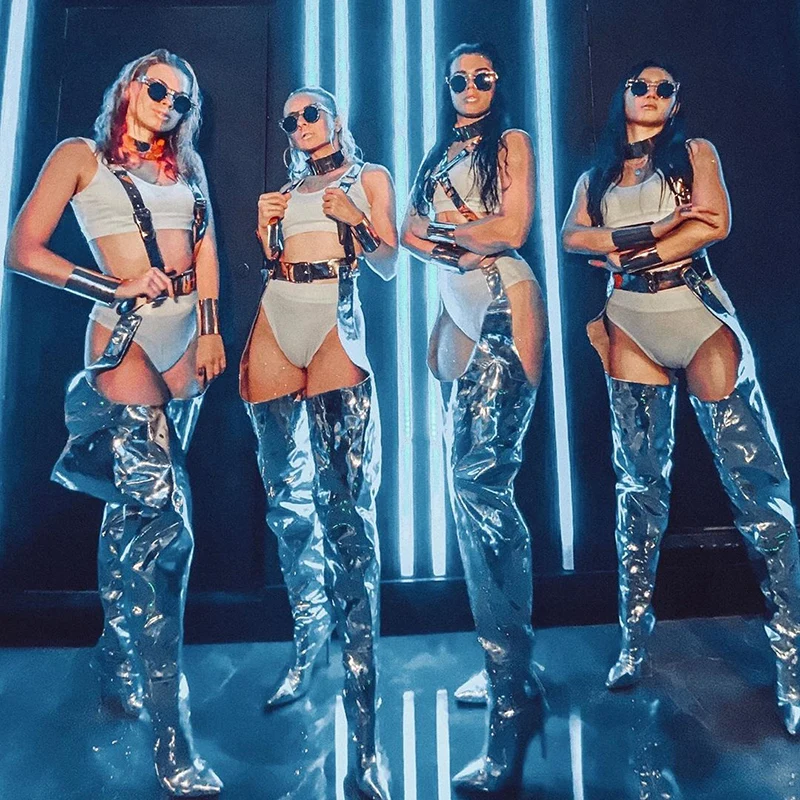 

Сексуальные комплекты бикини, одежда для ночного клуба, бара, Ds, костюмы для диджея, женские танцорские костюмы Gogo, одежда для джазовых бриллиантов, праздничная одежда DQS7685