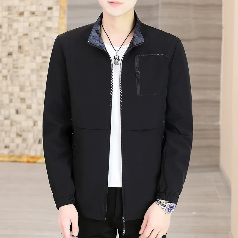 

Spring 2021 new men's fattening plus size stand collar jacket men's fat fashion casual coat