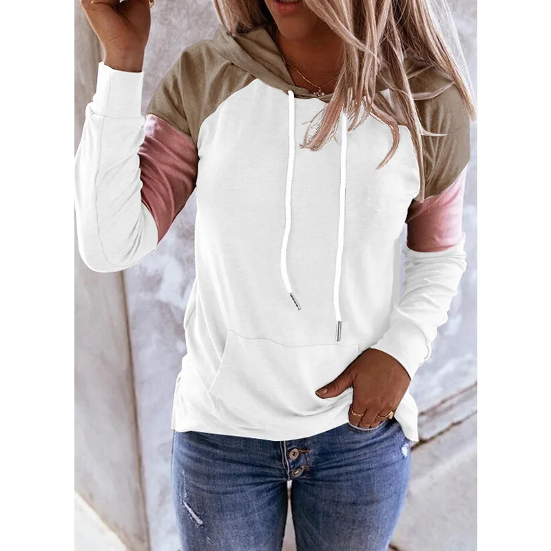 

Cross-border Autumn and Winter New Trend Women's 2020wish Hot-selling Loose-fitting Stitched Color Hoodie