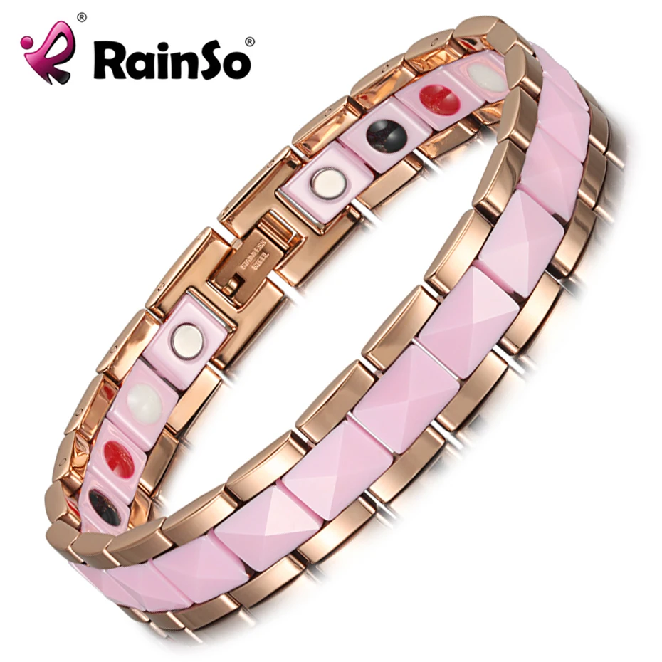 Rainso браслет женского здоровья модные розовые керамики магнитотерапия