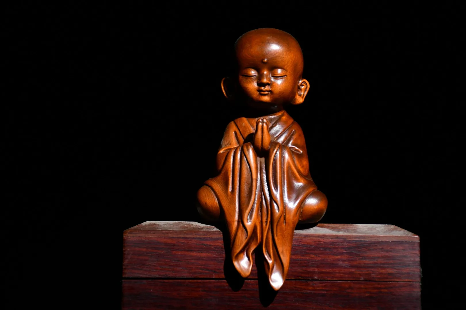 

5 авиапочту Китая (China Lucky старый самшита, выгравированный вручную фигурка монаха маленький монах медитации прозрения большое просвещение о...