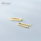 Серьги-гвоздики женские U-образные из серебра 925 пробы с цирконом