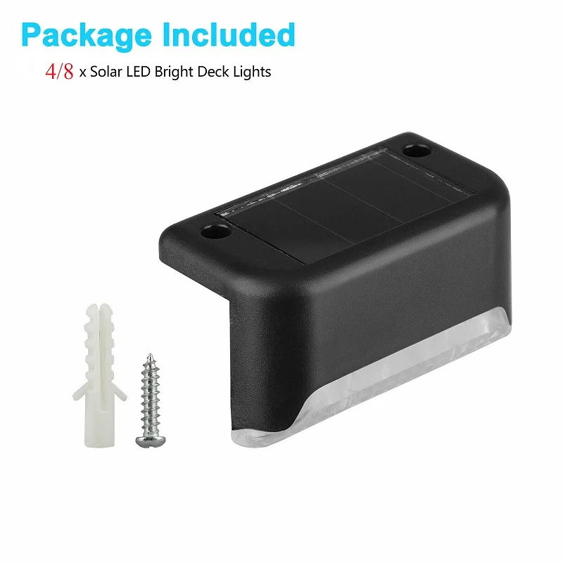 4/8PCS Solar Deck Lights Step Outdoor Waterproof Led Fence Lamp for Patio Stairs Garden Pathway Yard | Освещение