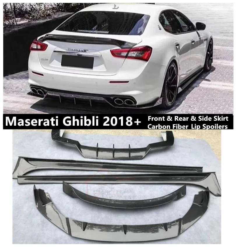 

Front Rear Side Skirt Lip Spoilers For Maserati Ghibli 2018 2019 2020 2021 Bumper Diffuser High Quality Carbon Fiber Spoiler