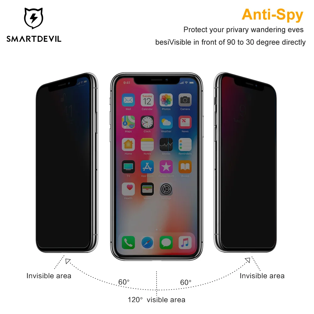 Антибликовое закаленное стекло SmartDevil для iPhone 6 6s 7 8 p X XS MAX XR 11 12 Pro Max SE2 защитная