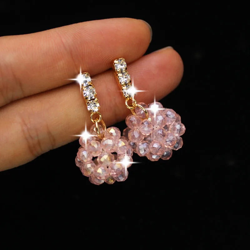 Блестящая сторона, новинка, женская мода, Брендовое ювелирное изделие, кристалл, цветок, серьги-гвоздики для женщин, массивные, простой стиль, подарок, бусы, серьги