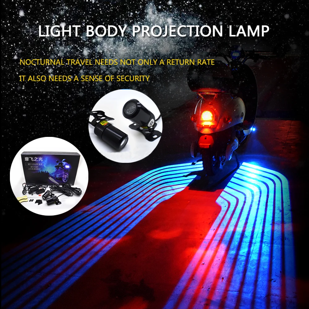 

1set Motorcycle Angel Wings LED Ambient Lights Motor Welcome Door Courtesy Projector Light Decorative Taillight 12V White/Red