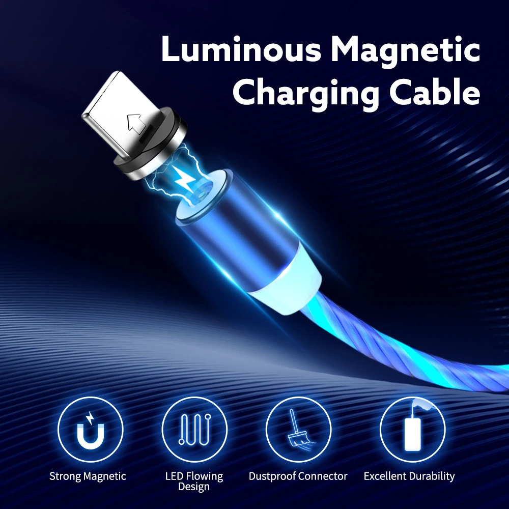 FLOVEME Streamer charging cable for Apple/Type-C/micro 3in1 cstreamer LED cadle samsung huawei xiaomi iphone 11pro Charge | Мобильные