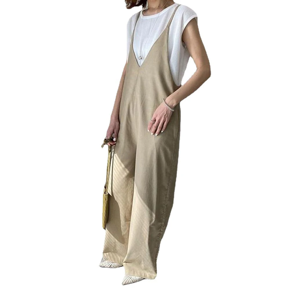 

Summer 2021 New Japanese Style Temperament Loose Casual Jumpsuit Fashion Simplicity Solid Color Overalls With Suspenders