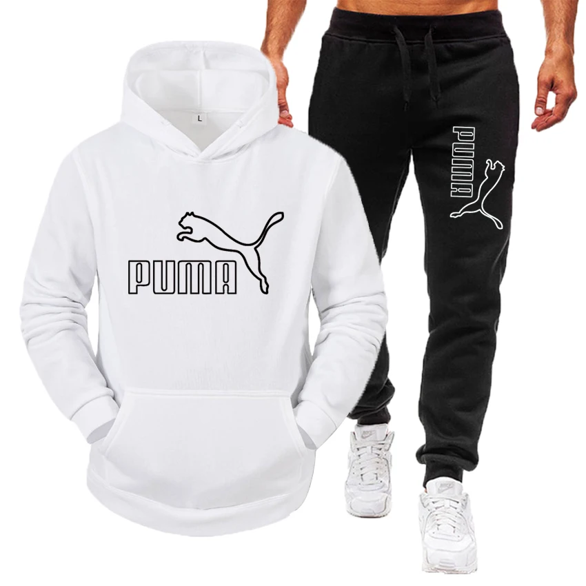 

Men's leisure sports Pullover set spring and autumn winter fashion printed Hooded Sweater + sports pants set s-3xl