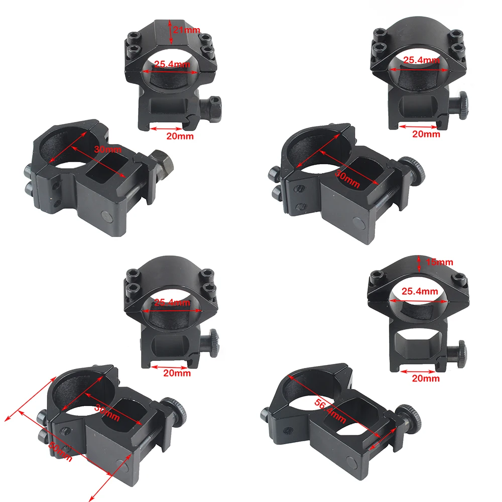 

2PCS 25.4mm / 30mm Hunting Riflescope Mount Ring 11MM Dovetail / 20MM Picatinny Rail High Or Low Air Gun Rifle Scope Mounts