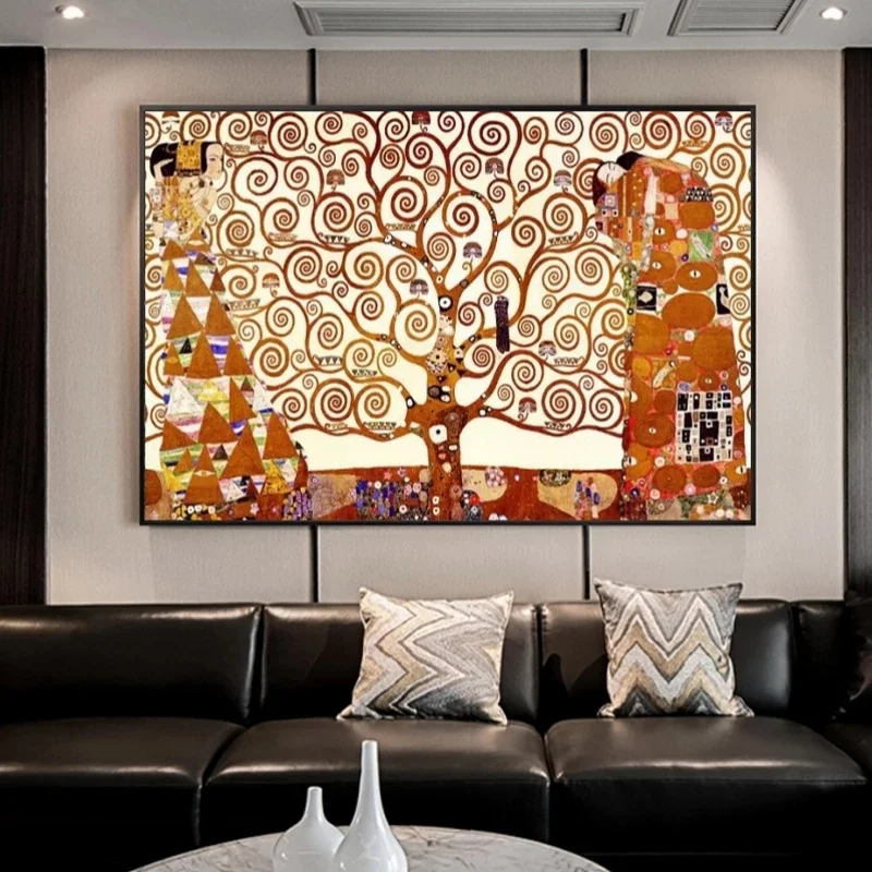 

Hot sell Gustav Klimt Tree of Life Oil Painting on Canvas Posters and Prints Cuadros Wall Art Pictures For Living Room