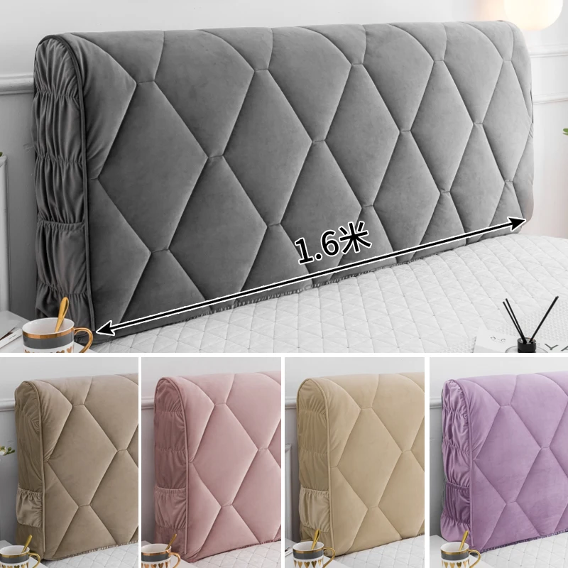 

All-inclusive Headboard Cover Velvet Fabric Solid Thicken Bed Headboard Cover Luxury Soft Bed Back Dust Protector for Home decor