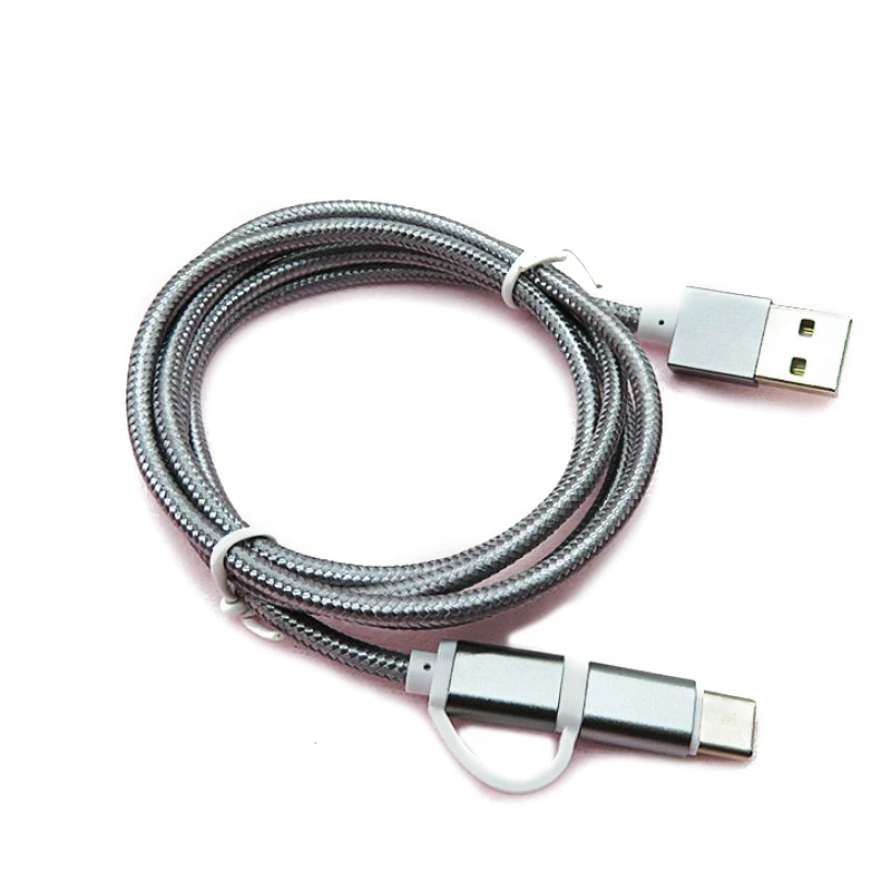 

2 в 1 вязаный Micro usb Type C USB-кабель для быстрой зарядки и передачи данных для Xiaomi Huawei S9 S8 Android мобильный телефон кабель 0,25 м-3 м