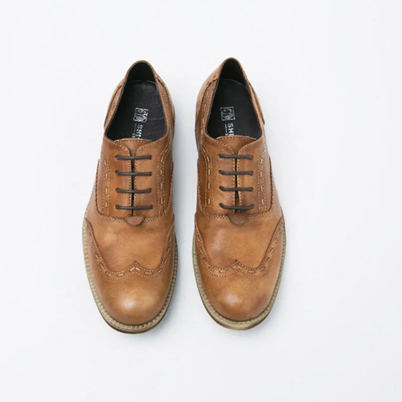 

British Old Style Dress Business Shoes Men Individuation Hand Polishing Mark Stitch Formal Oxford Leisure Flats for Men E49