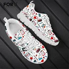 Женские кроссовки на плоской подошве FORUDESIGNS, сетчатые, с принтом, легкие, 1 шт.