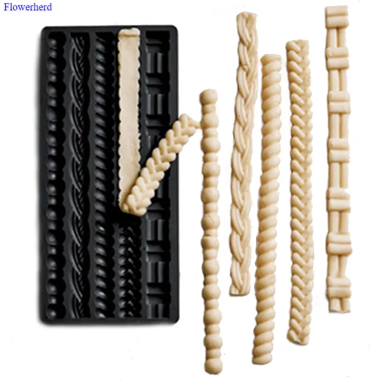 New Woven Belt Pearl Chain Chocolate Silicone Mold Fondant Cake Edge Baking Tools Decorating | Дом и сад