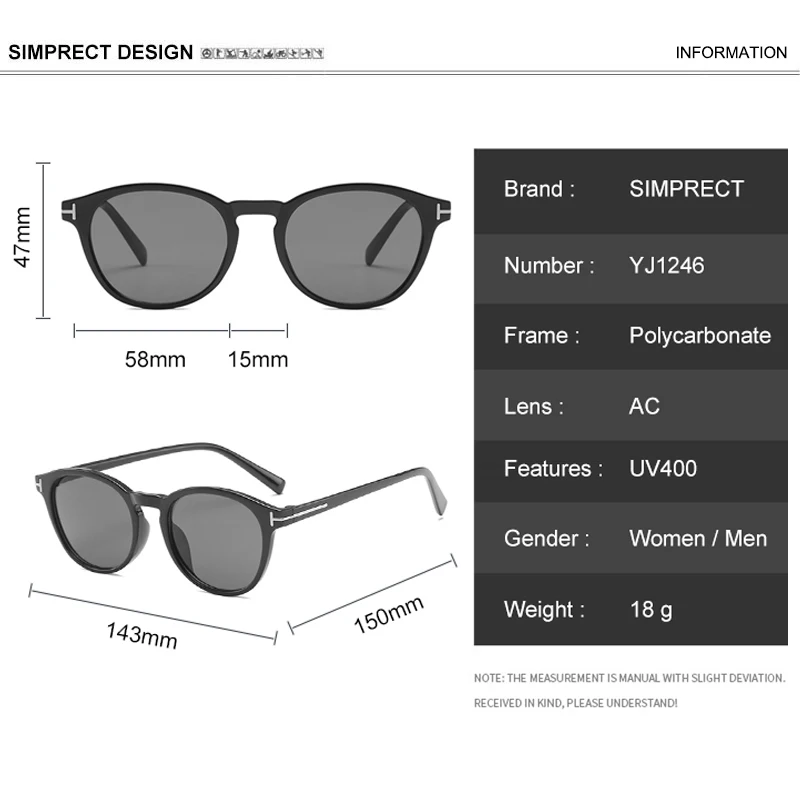 

SIMPRECT Retro Round Sunglasses Women 2020 Brand Designer Sunglasses Luxury Vintage UV400 Sun Glasses Black Shades For Women