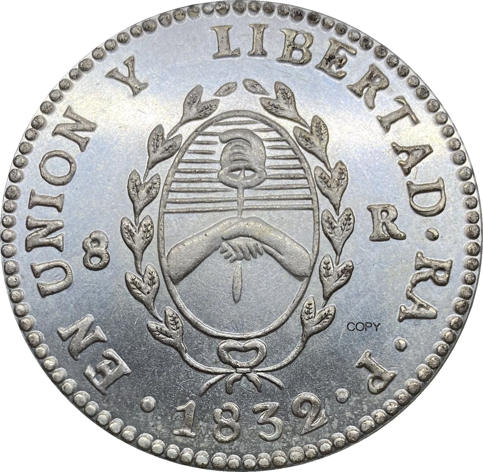 Серебряная копия Аргентинской монеты Rio de la Plata AR 8 монет Cupronickel монета 1832 | Дом и