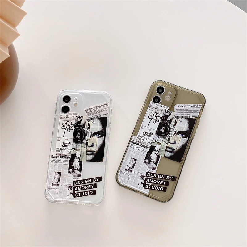 

Boys and girls label mobile phone case for iPhone 11 12 Pro Max mini SE 2020 X XR XS Max 7 8 Plus anti-fall protective cover