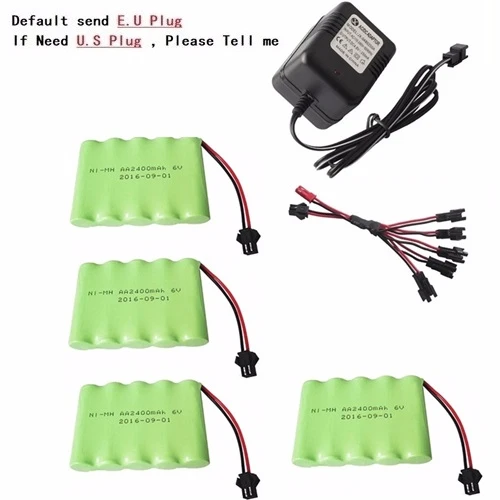 Peacock Blue SM Plug) Ni-MH 6v 2400mah батарея+ USB зарядное устройство для Rc игрушки автомобили танки грузовики роботы лодки пистолеты AA 6v перезаряжаемый аккумулятор - Цвет: Peacock Blue
